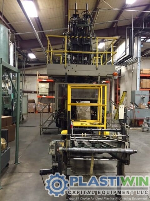 used uniloy extrusion blow molding machine with uniloy bucket trimmer included