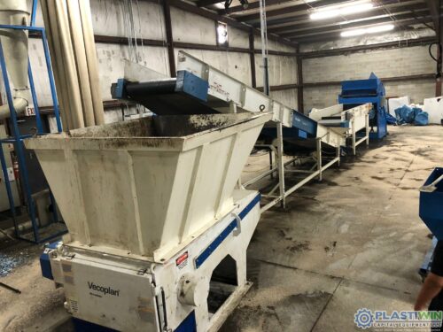 Used 60 HP Vecoplan Model MOD-VAZ-1100-XL-XP Shredder 2 Used 6 Sterling Davis Standard 30:1 L/D Extruder