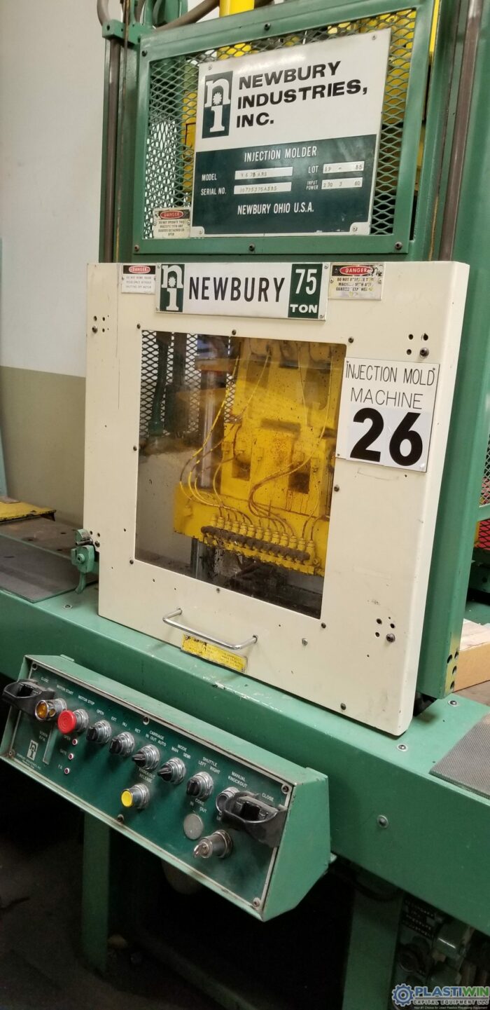 Used 75 Ton Newbury V6-75ARS Vertical Injection Molding Machine