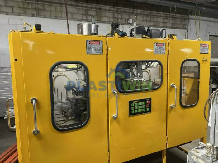 Used Akei Model 50SN-TS-DH-PP Dual Station Shuttle Blow Molding Machine