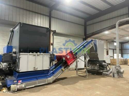 Used 200 HP Zerma ZXS 1500 Shredder w/ Herbold 60/100 S7 Granulator