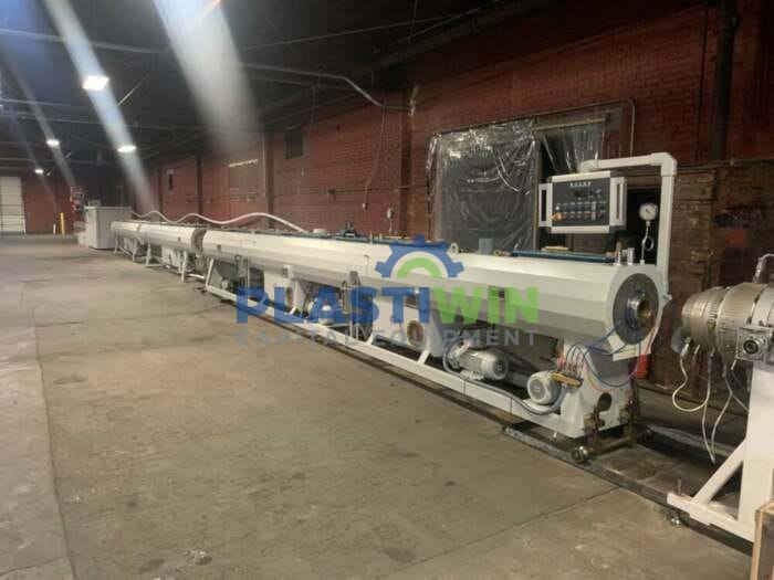 Used 65mm Zhangjiagang Sevenstars Machinery SJ65/38 Single Screw HDPE Pipe Extrusion Line