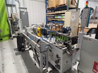 Used 25mm Steer Counter Rotating Intermeshing Twin Screw Extruder Pelletizing Line