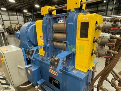 Used 7.5 HP GE Farrell 4 Roll Inverted L 8 x 16 Lab Calendar