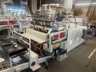 Used Uniloy 350-R2 6-Head Reciprocating Screw Blow Molding Machine