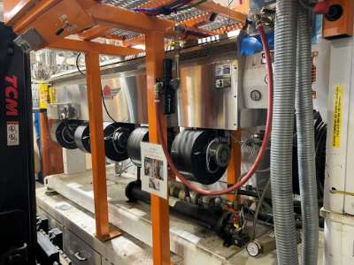 Used 3.5" American Kuhne 30:1 L/D Air Cooled PET Single Screw Extruder