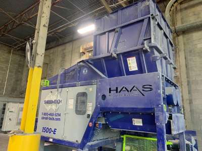 Used 240 HP Haas Shred Tech Model 1500 E Dual Shaft Shredder